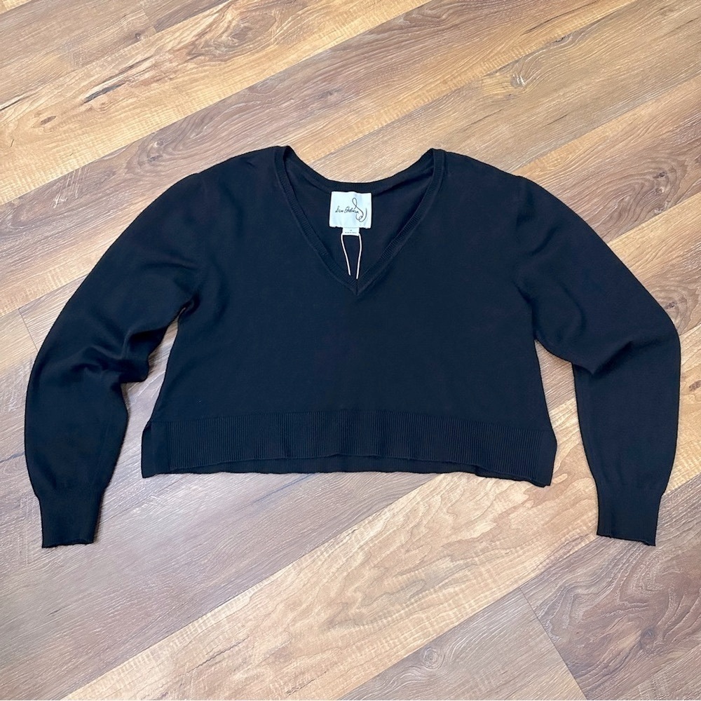 NWT Sam Edelman Black V-neck Cropped Sweater